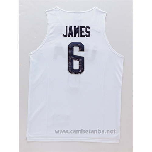 Camiseta USA 2016 Lebron James #6 Blanco